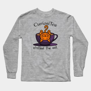 Cat in a tea cup - Curiosity Chilled the Cat Long Sleeve T-Shirt